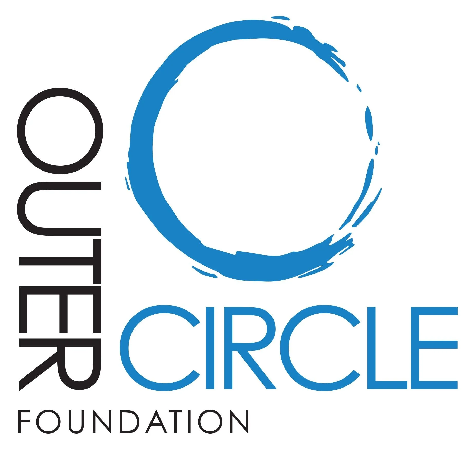 Outer Circle Foundation mark with black and blue lettering on white